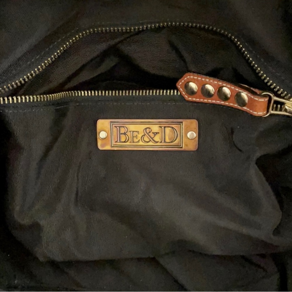 Be&D Lambskin Handbag Purse Soft Brown Satchel w/Gold Studs Excellent Condition - Picture 9 of 10